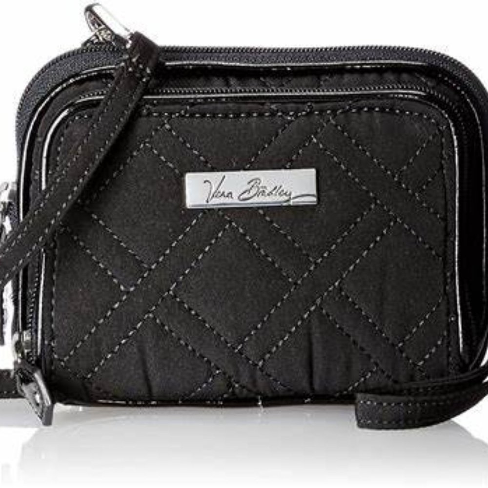 VERA BRADLEY ON THE SQUARE QUILTED MICROFIBER CROSS BODY WALLET WRISTLET BAG